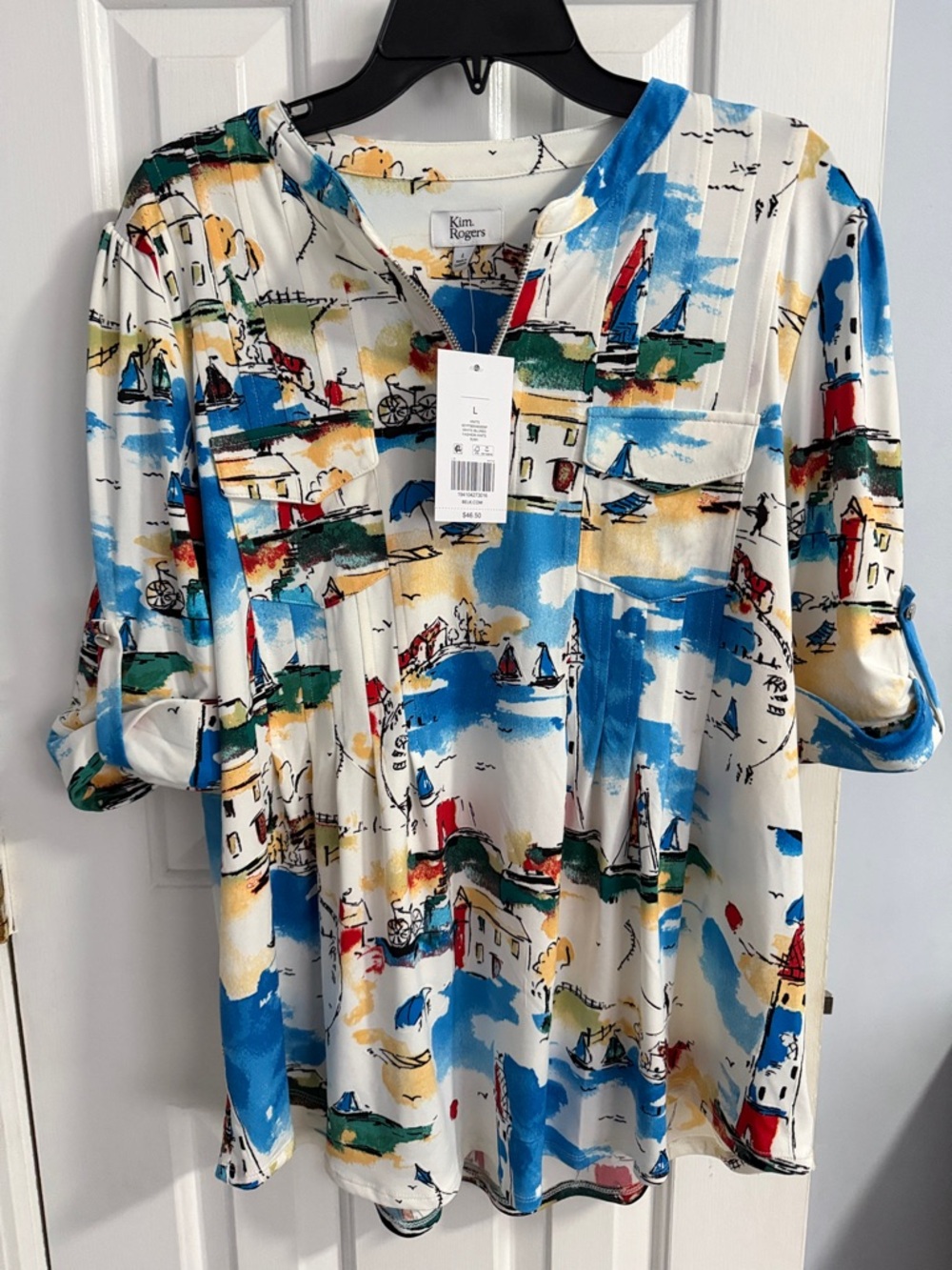 Kim Rogers Multicolor Seaside Print Tunic - Blue, White & Green Accents